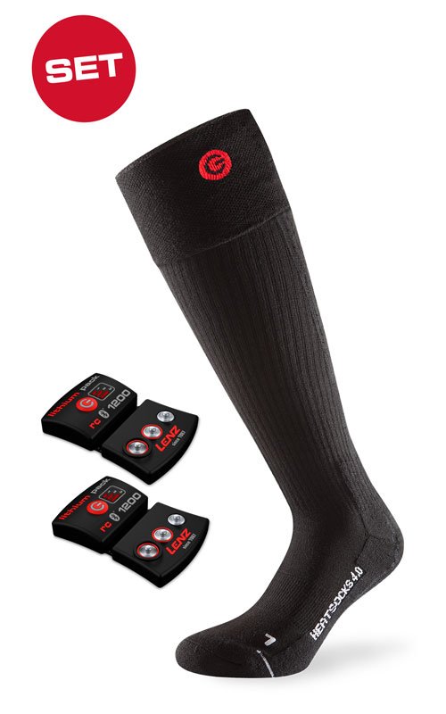 SET - Vyhřívané ponožky LENZ Heat Socks 4.0 Toe Cap + baterie lithium pack rcB 1200