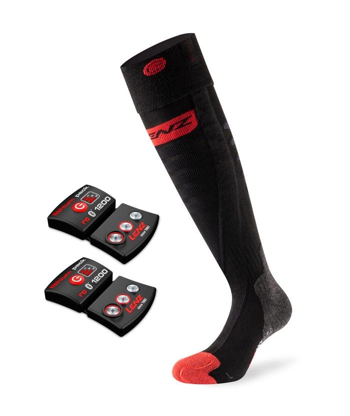 SET - Vyhřívané ponožky Slim Fit LENZ Heat Socks 5.0 Toe Cap + baterie lithium pack rcB 1200
